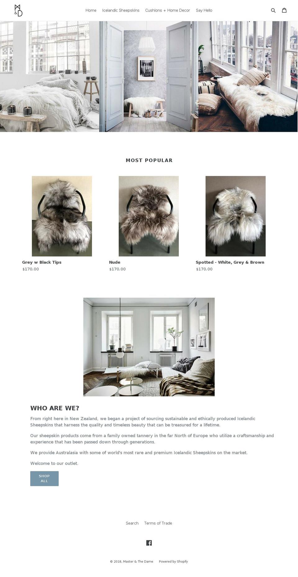 masterandthedame.com — Shopify storefront screenshot