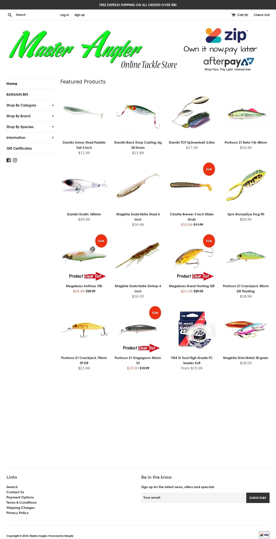 masterangler.com.au shopify website screenshot