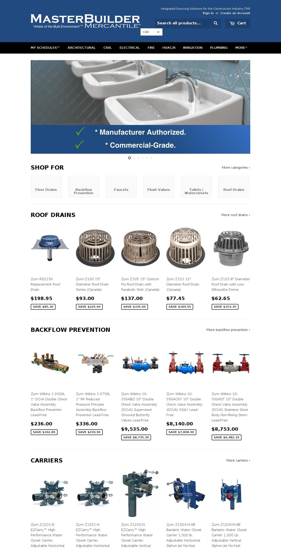 masterbuildermercantile.com shopify website screenshot