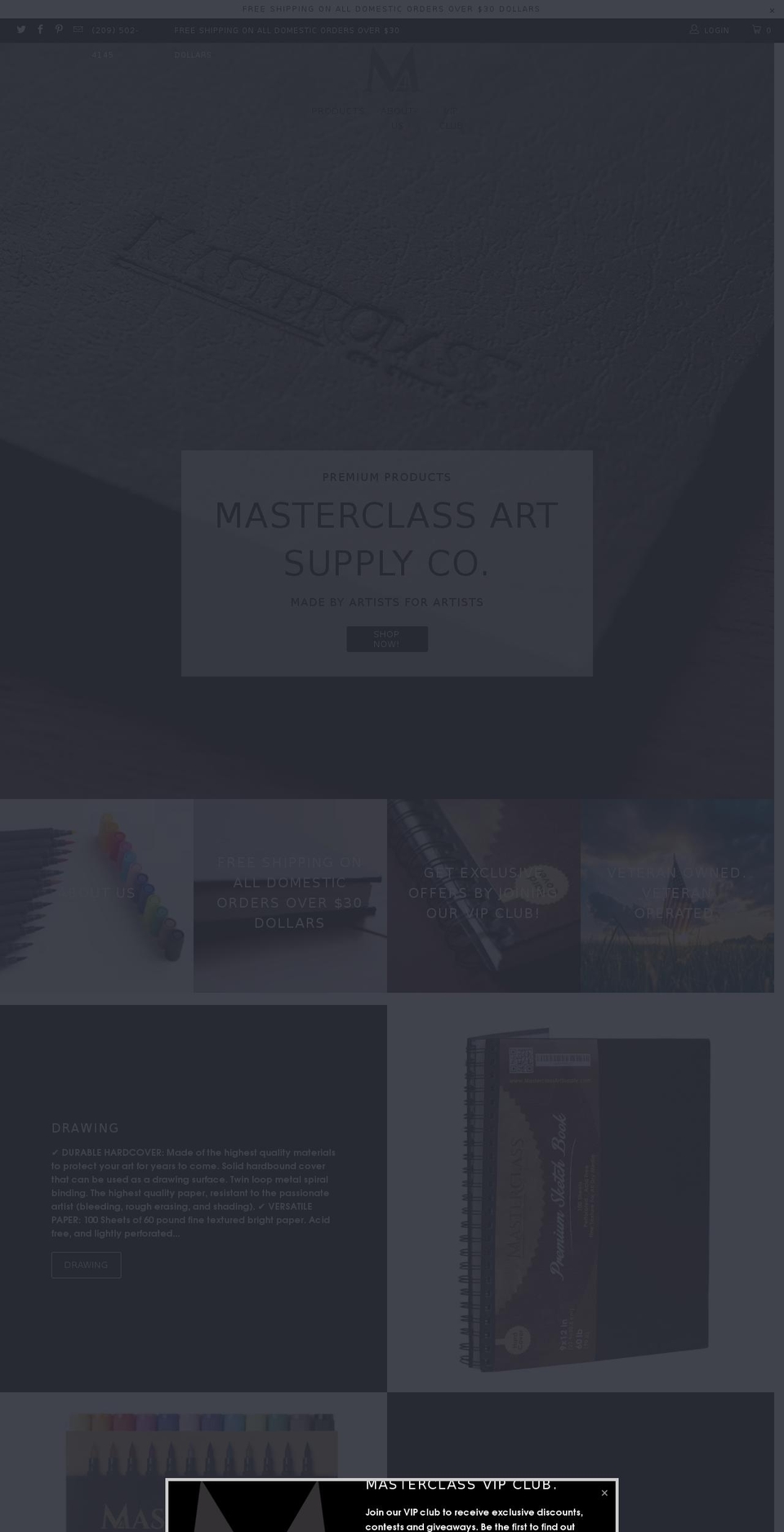 masterclassartsupply.com shopify website screenshot