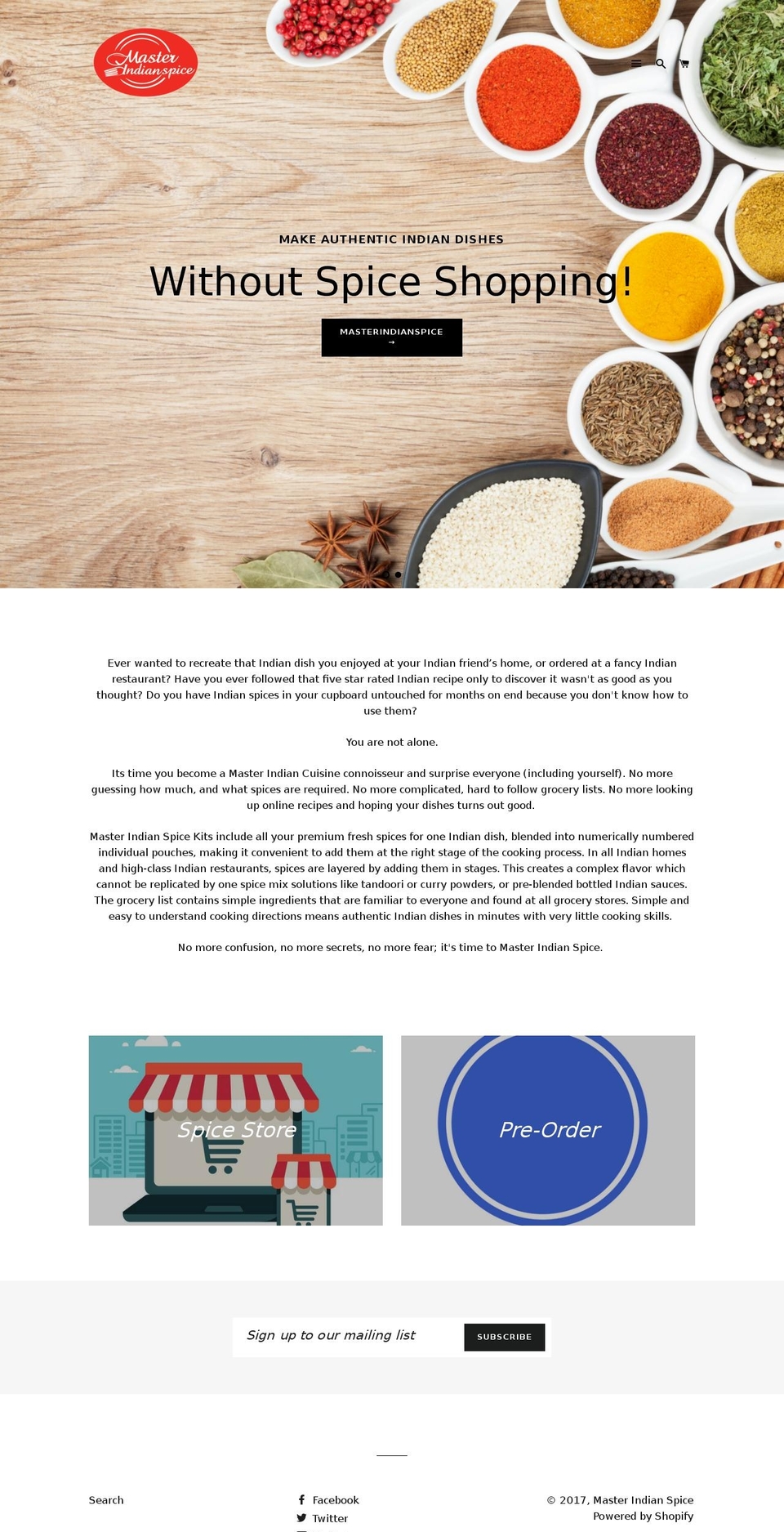 masterindianspice.com shopify website screenshot