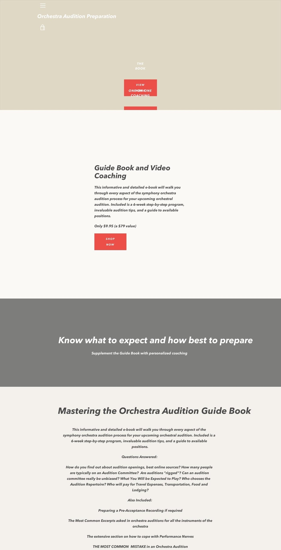 masteringtheorchestraaudition.com — Shopify storefront screenshot