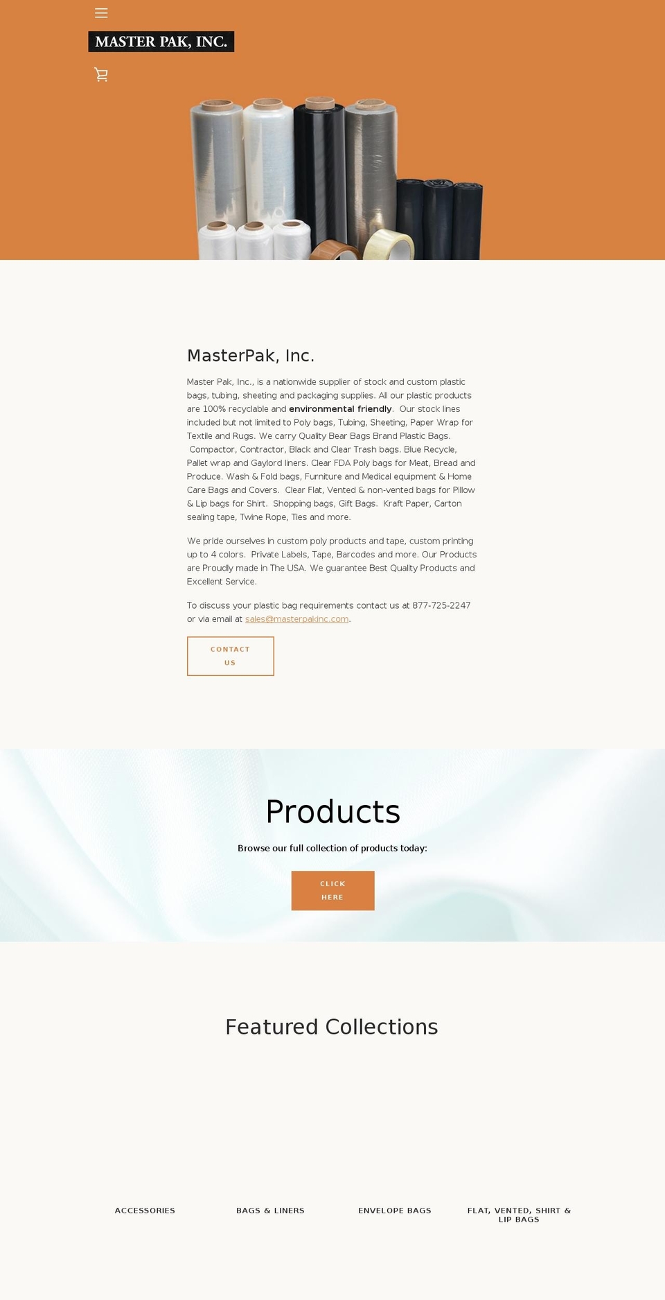 masterpakinc.com shopify website screenshot
