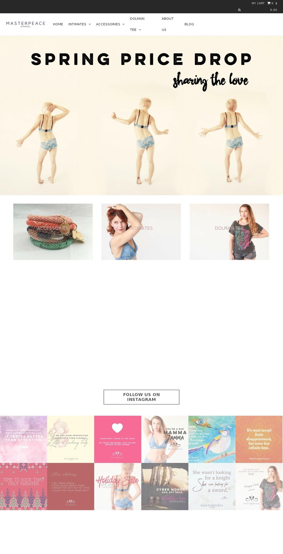 masterpeaceapparel.com shopify website screenshot