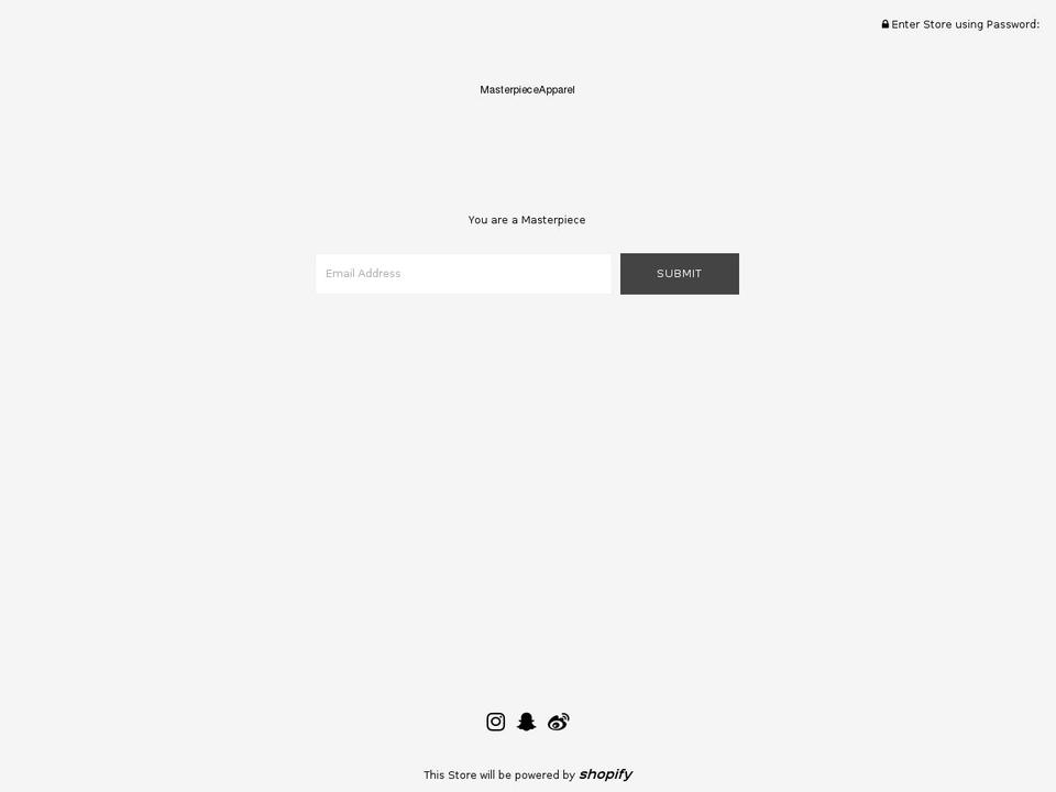 masterpieceapparel.com — Shopify storefront screenshot