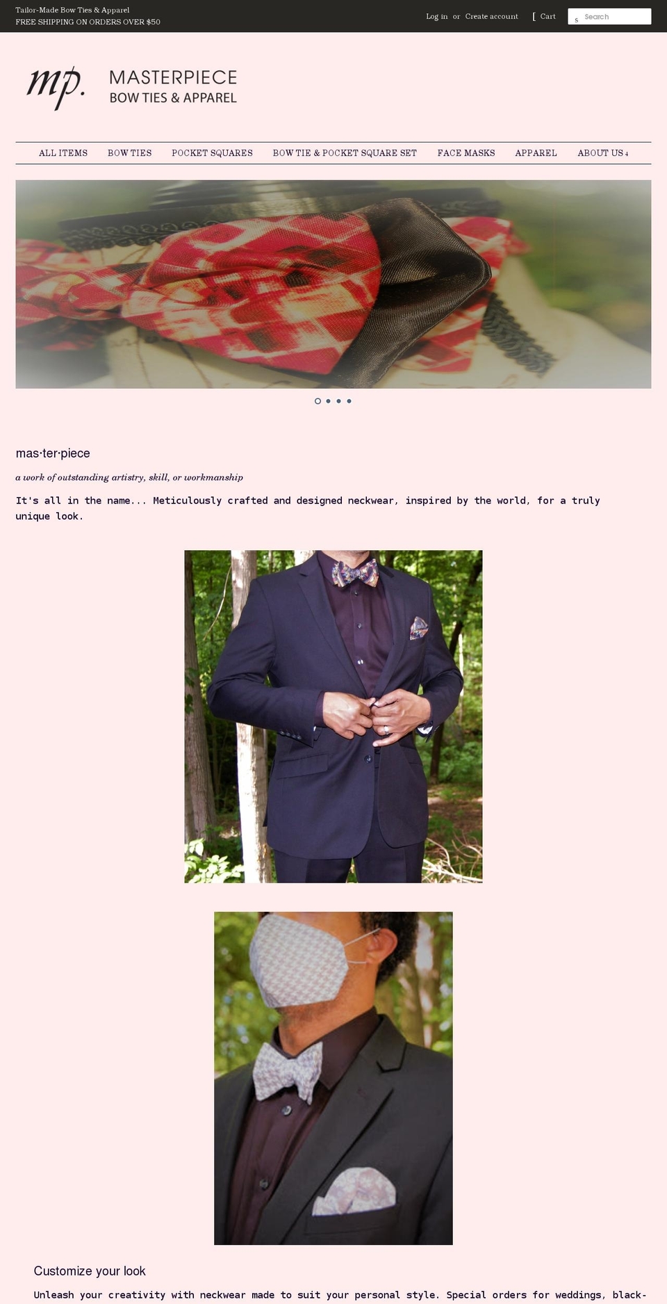 masterpiecebowtie.com shopify website screenshot
