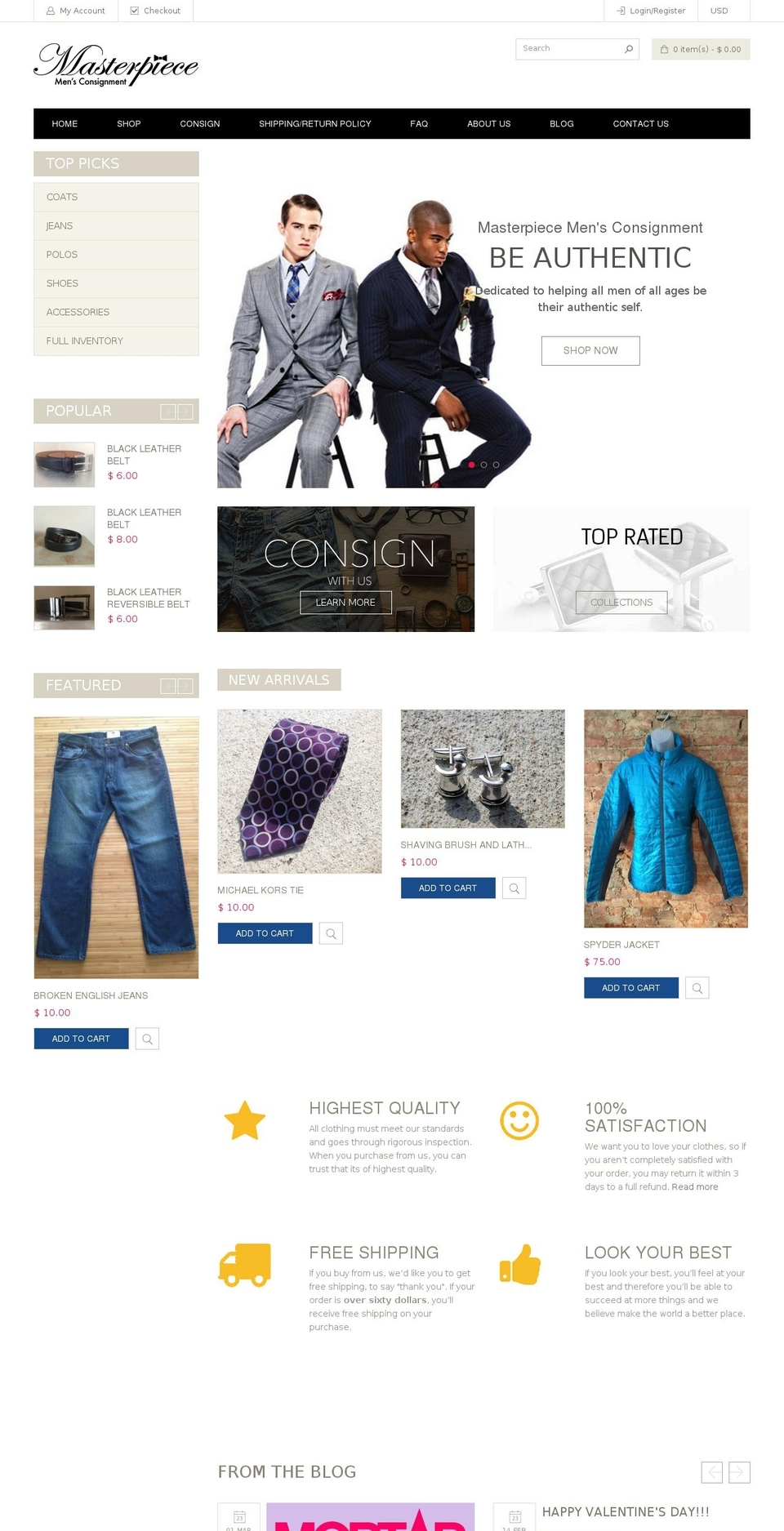 masterpiececonsignment.com shopify website screenshot