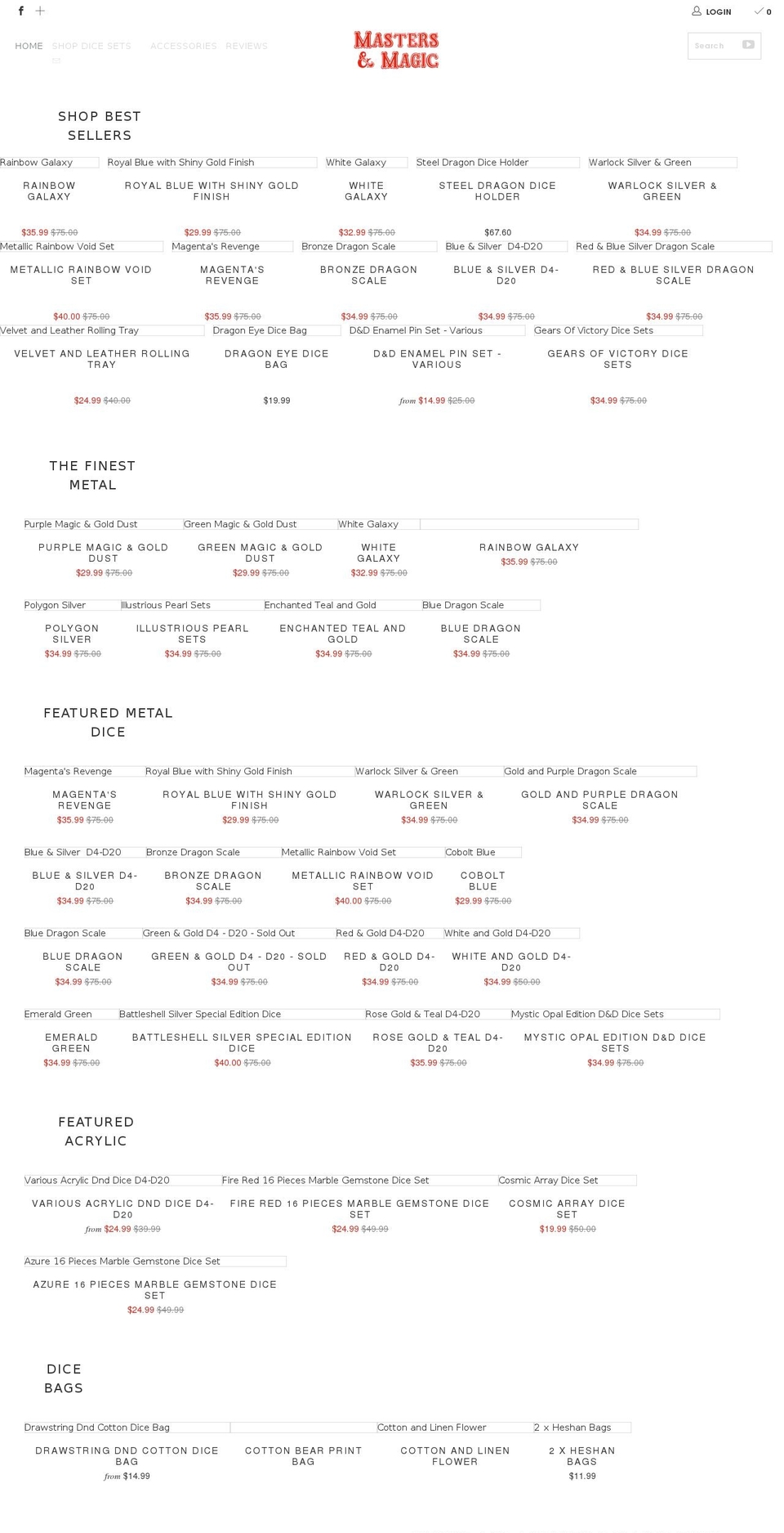 mastersandmagic.com shopify website screenshot