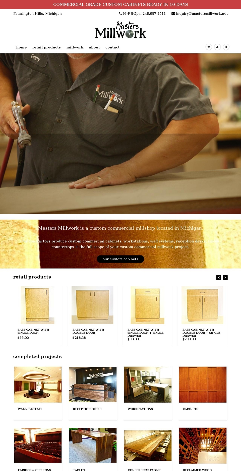 mastersmillwork.net shopify website screenshot