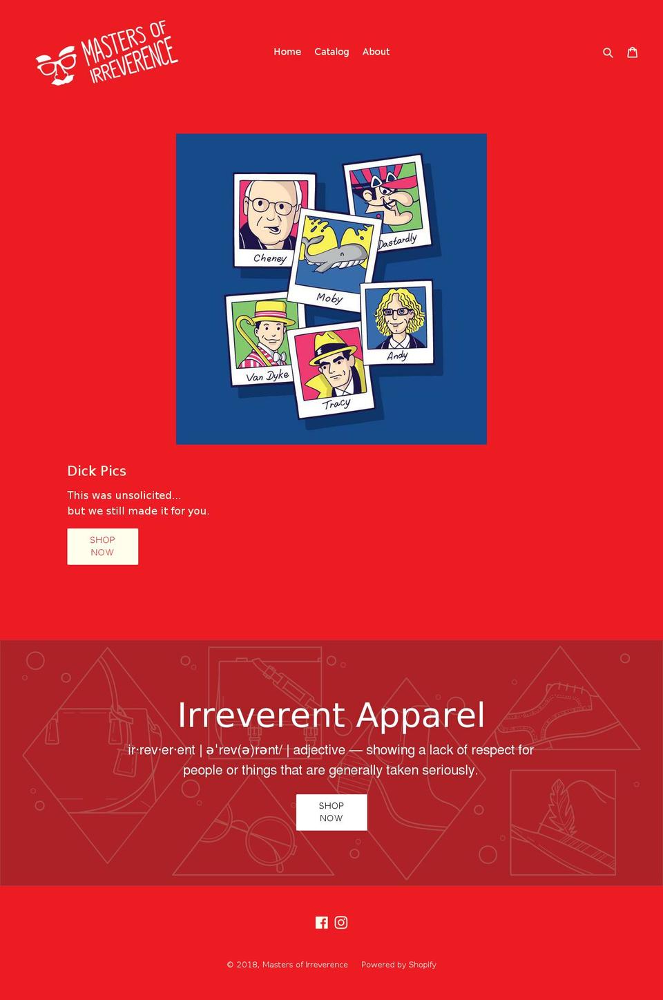 mastersofirreverence.com — Shopify storefront screenshot