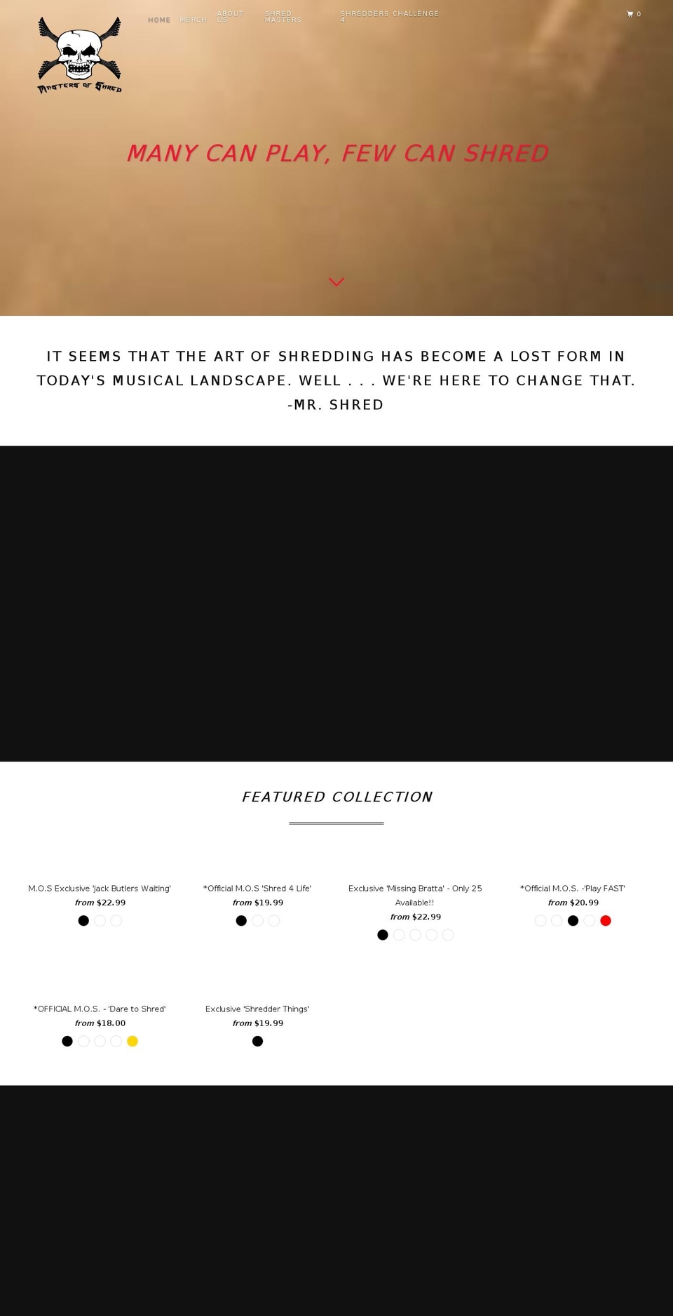 mastersofshred.com — Shopify storefront screenshot