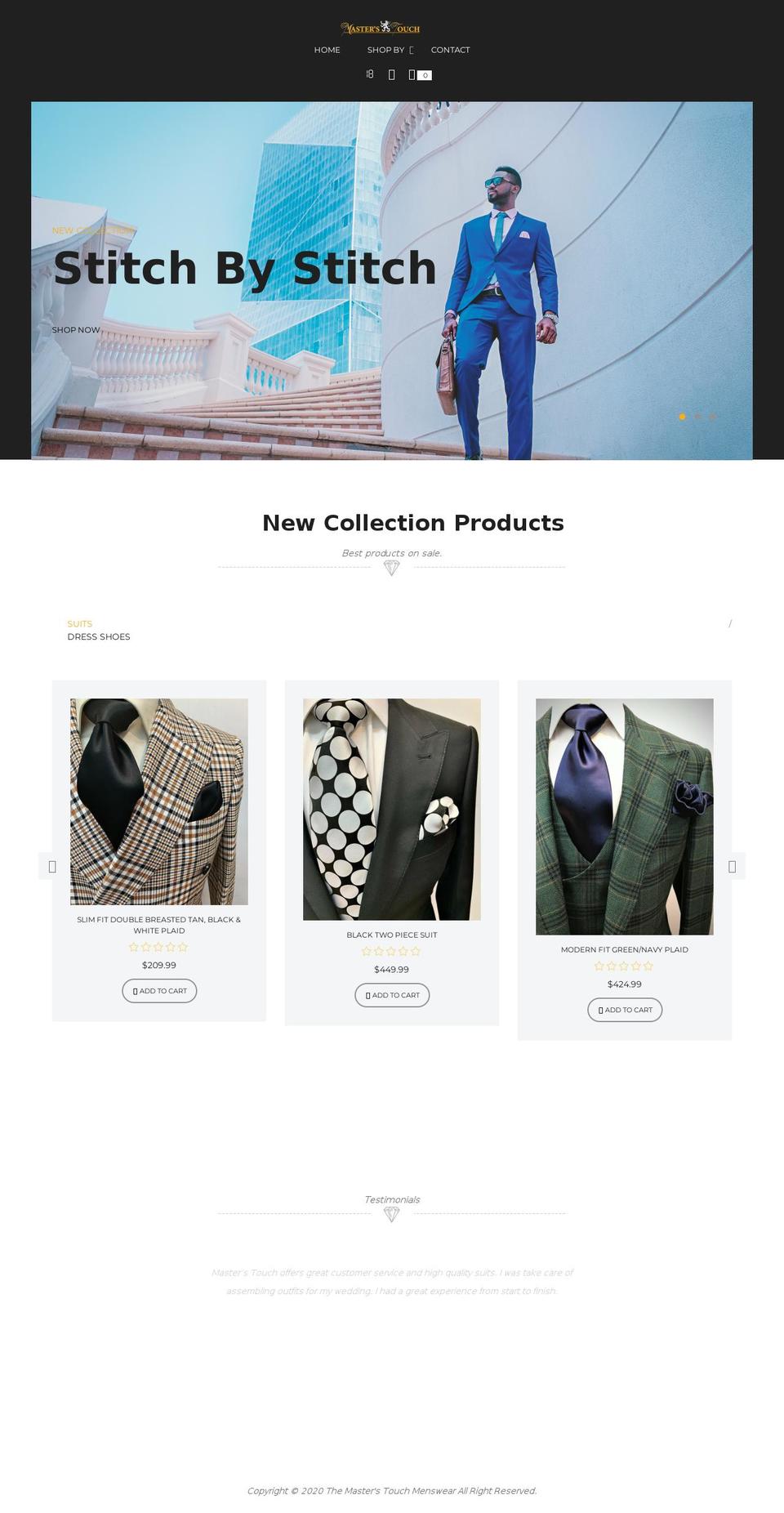 masterstouchmenswear.com shopify website screenshot