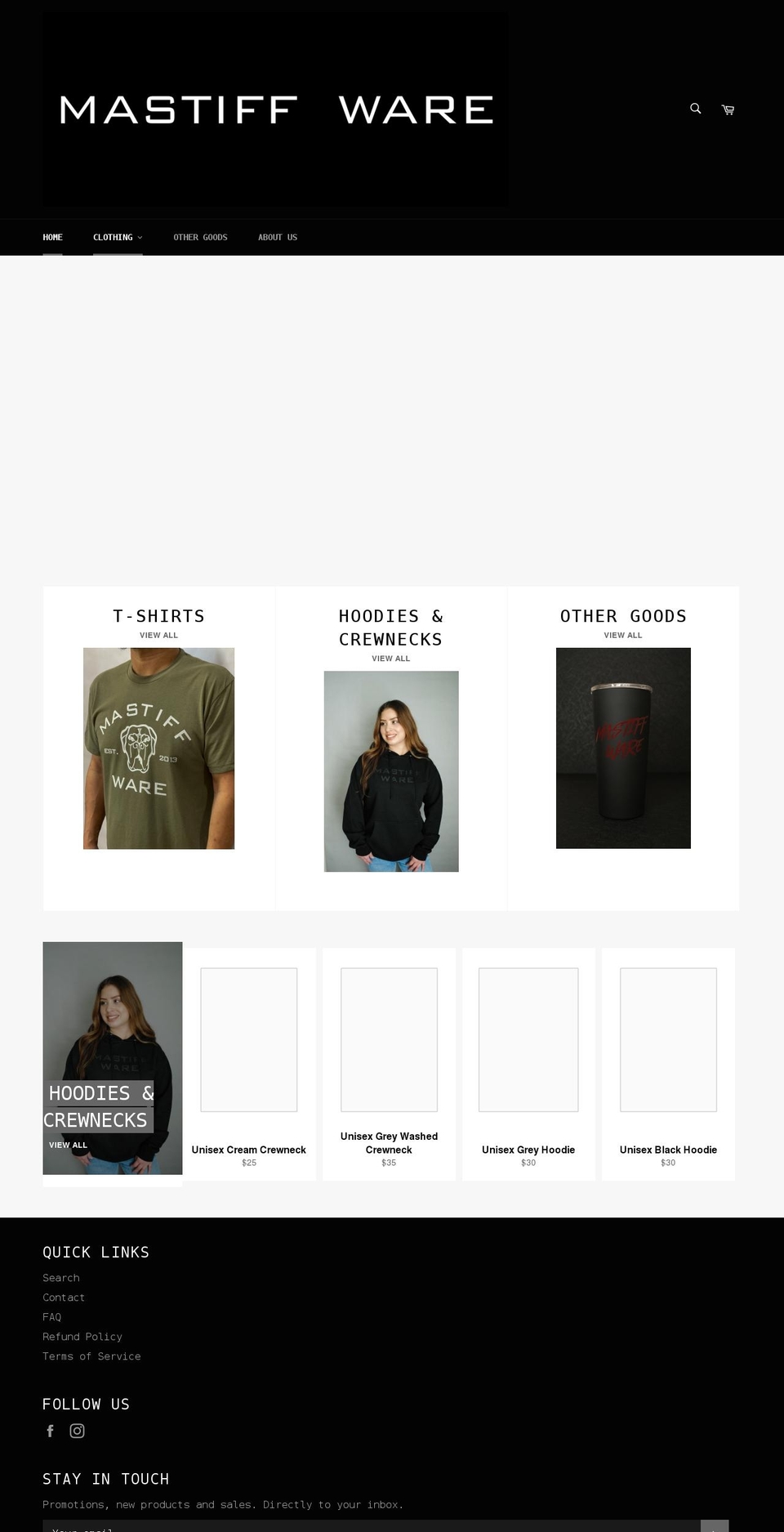 mastiffware.com shopify website screenshot