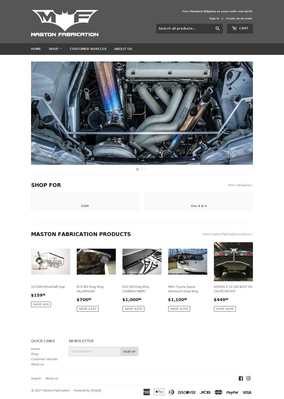 mastonfabrication.com shopify website screenshot