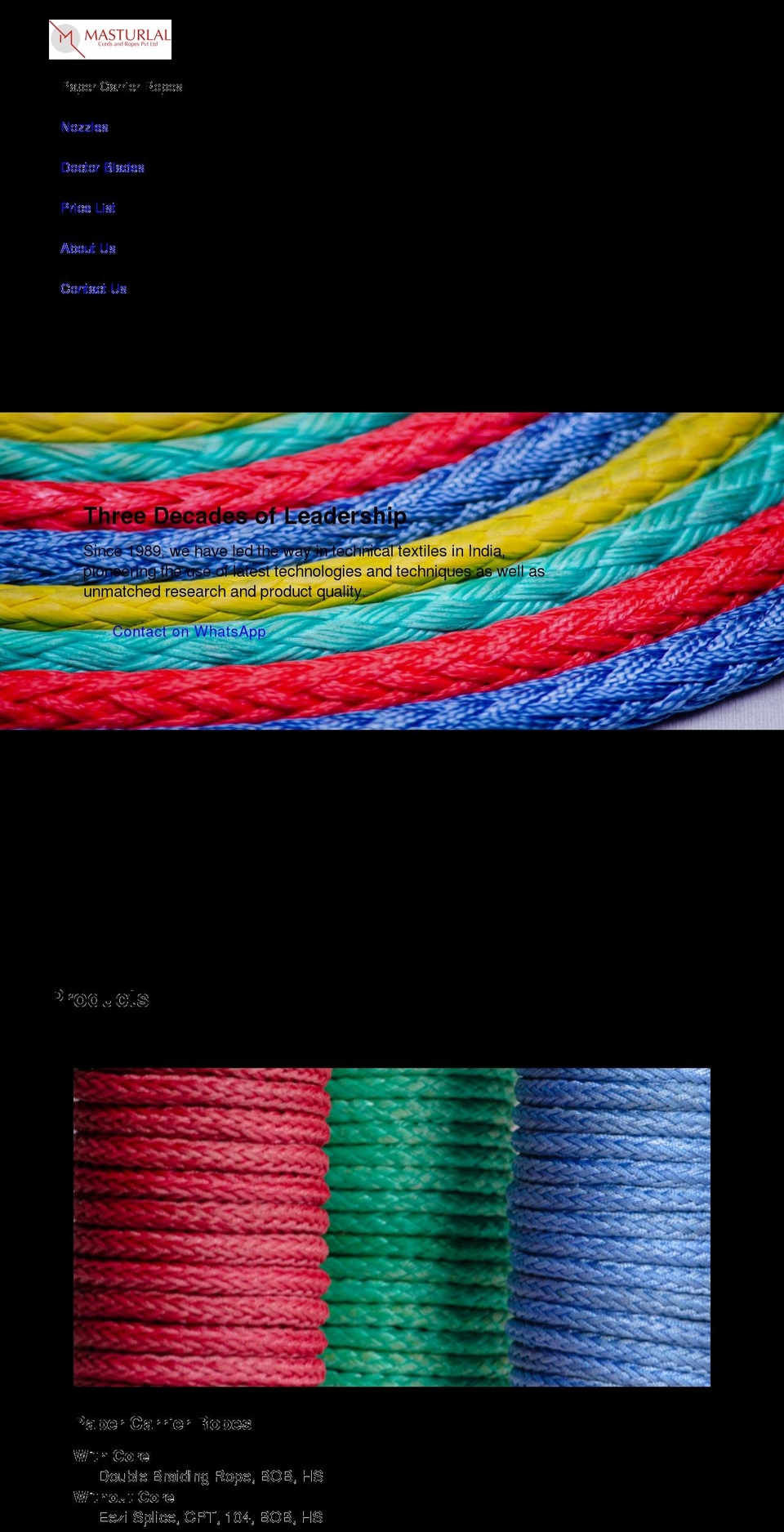 masturlal-ropes.com shopify website screenshot