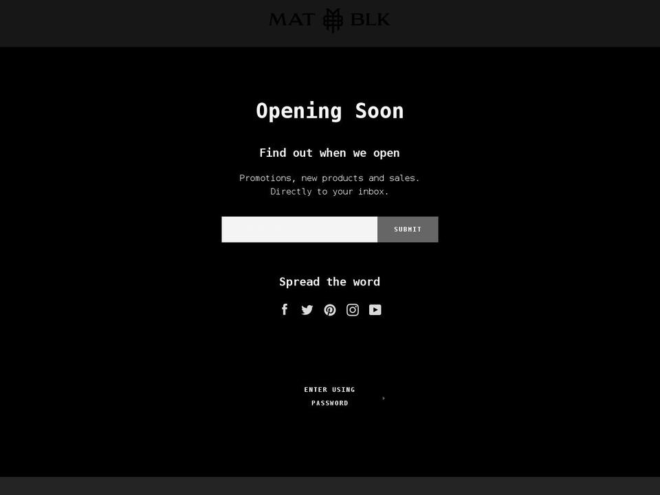 mat-blk.myshopify.com shopify website screenshot