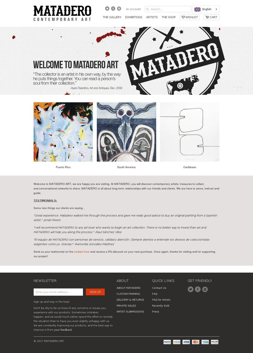 mataderoart.com shopify website screenshot