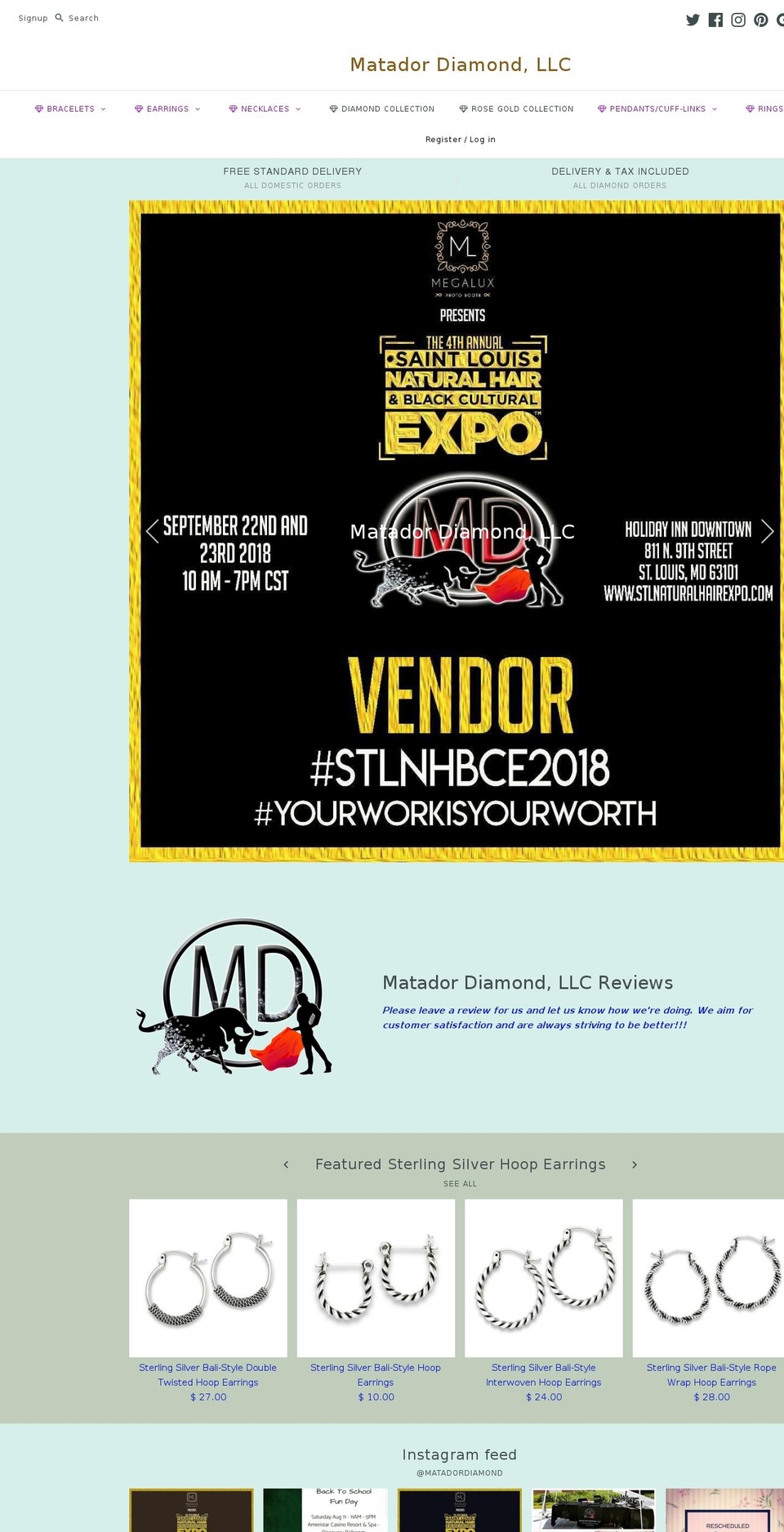 matadordiamonds.com shopify website screenshot