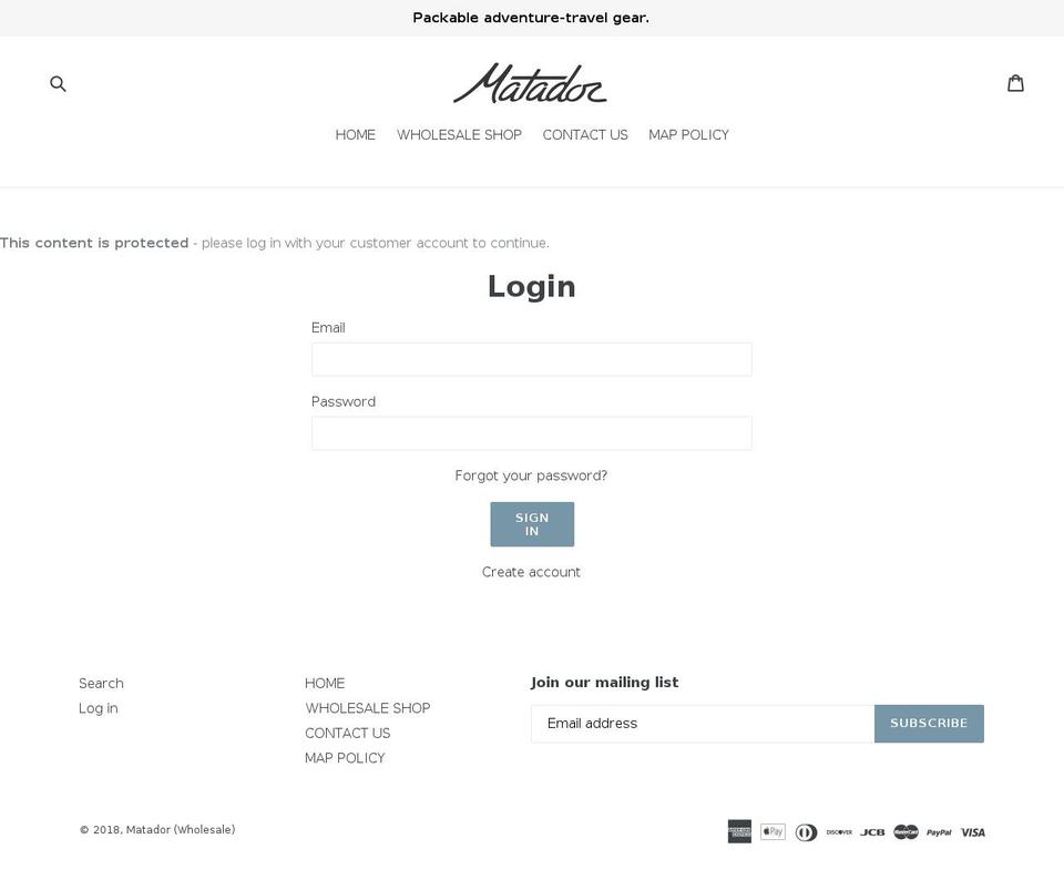 matadorwholesale.com — Shopify storefront screenshot