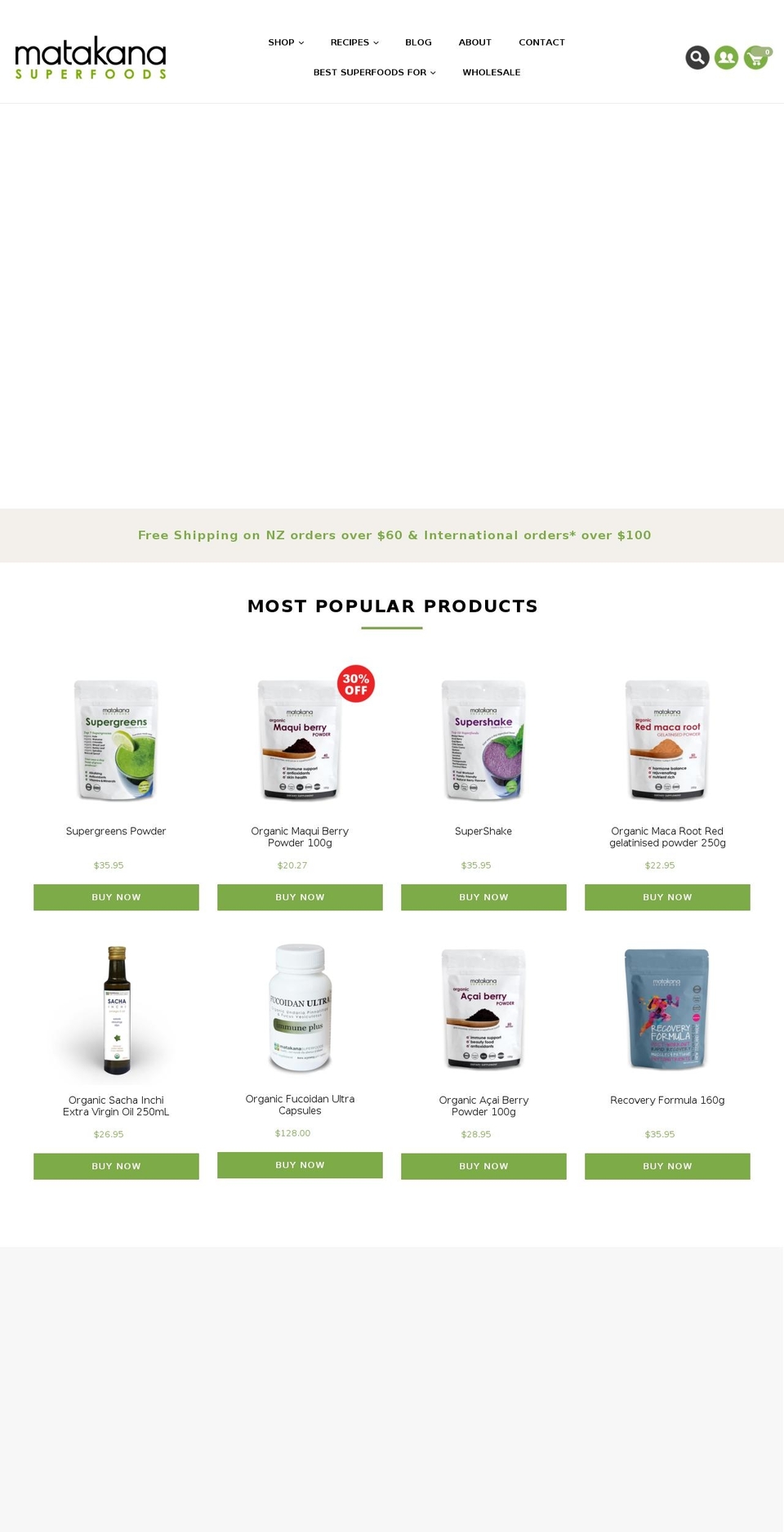 matakanasuperfoods.com shopify website screenshot