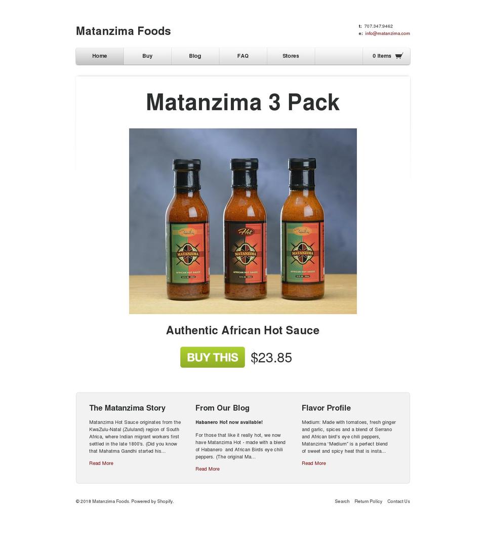 matanzima.com shopify website screenshot