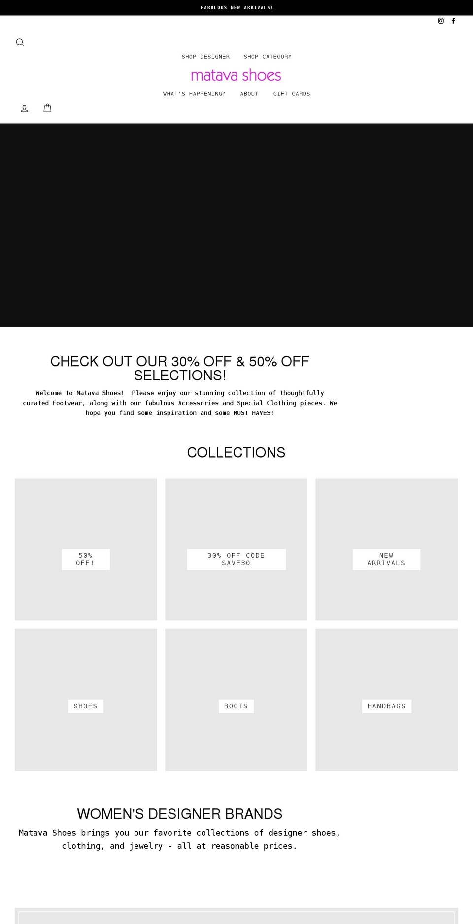 matavashoes.com shopify website screenshot