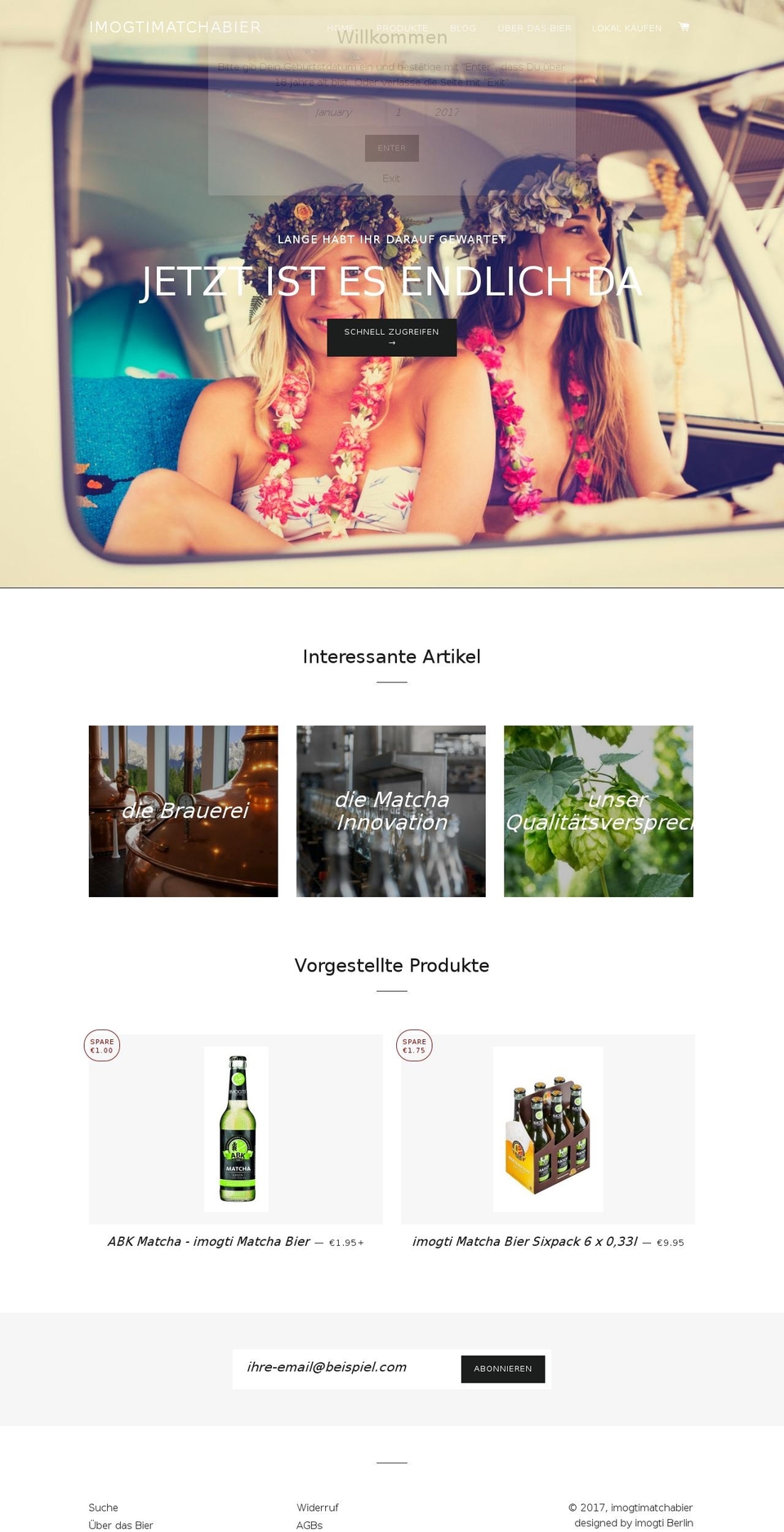 matcha-bier.com shopify website screenshot