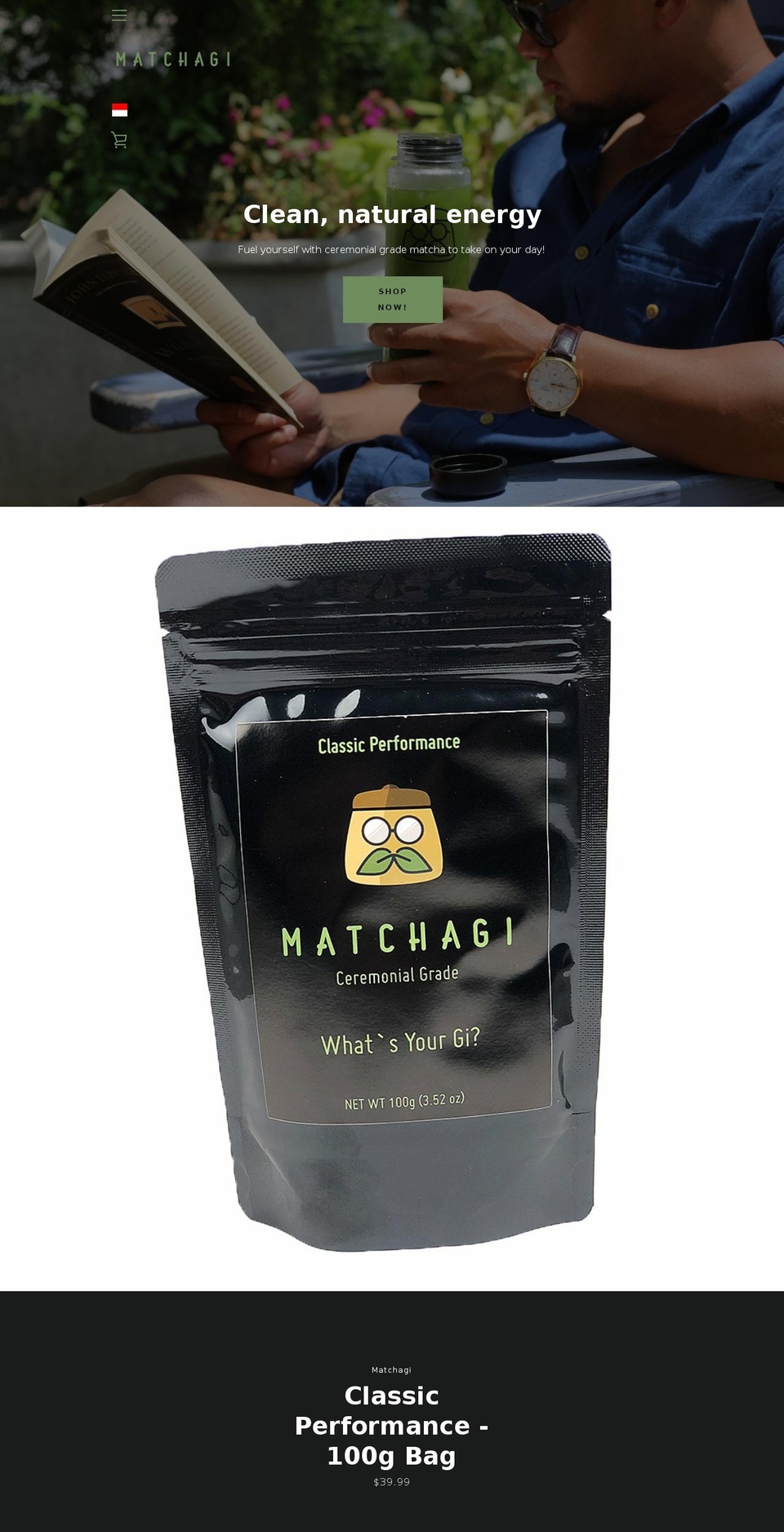 matchagi.com shopify website screenshot
