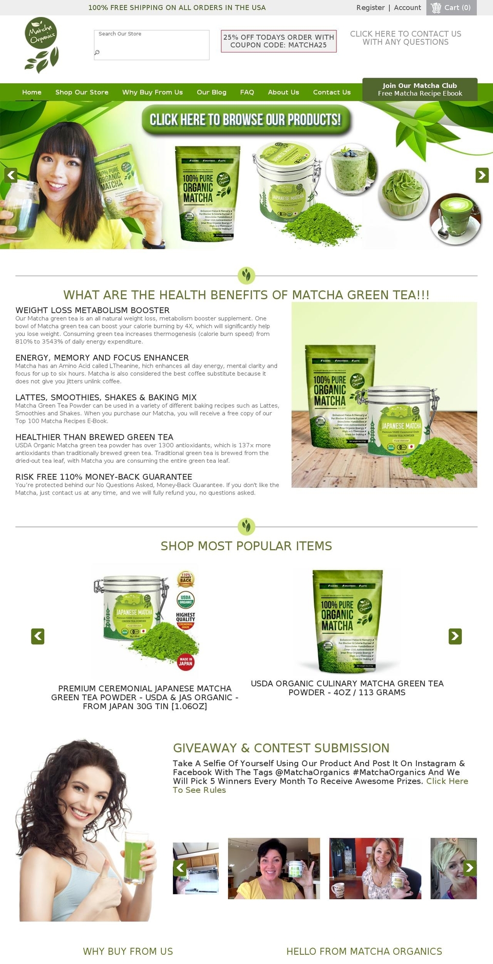 matchaorganics.com shopify website screenshot