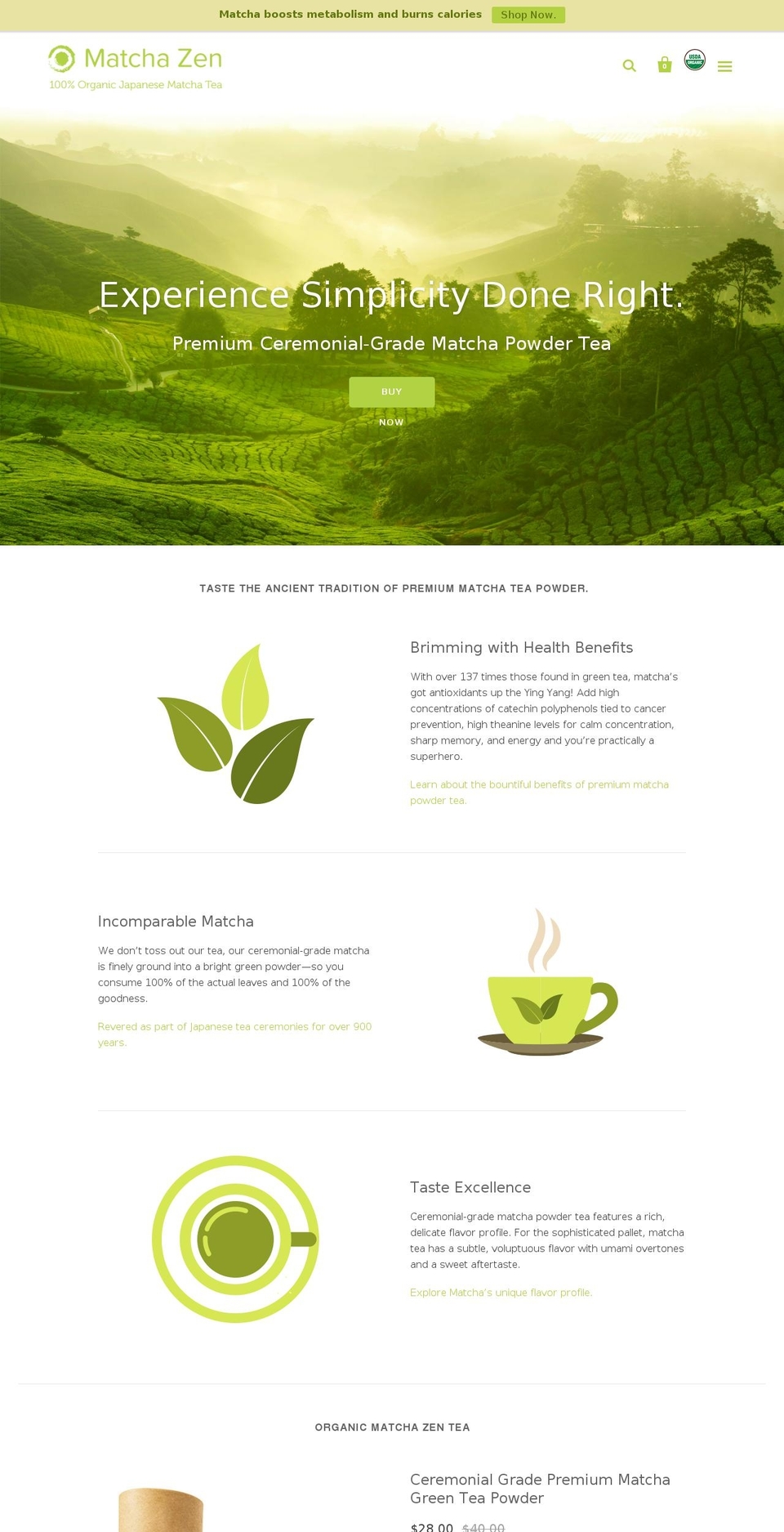 matchazentea.com shopify website screenshot