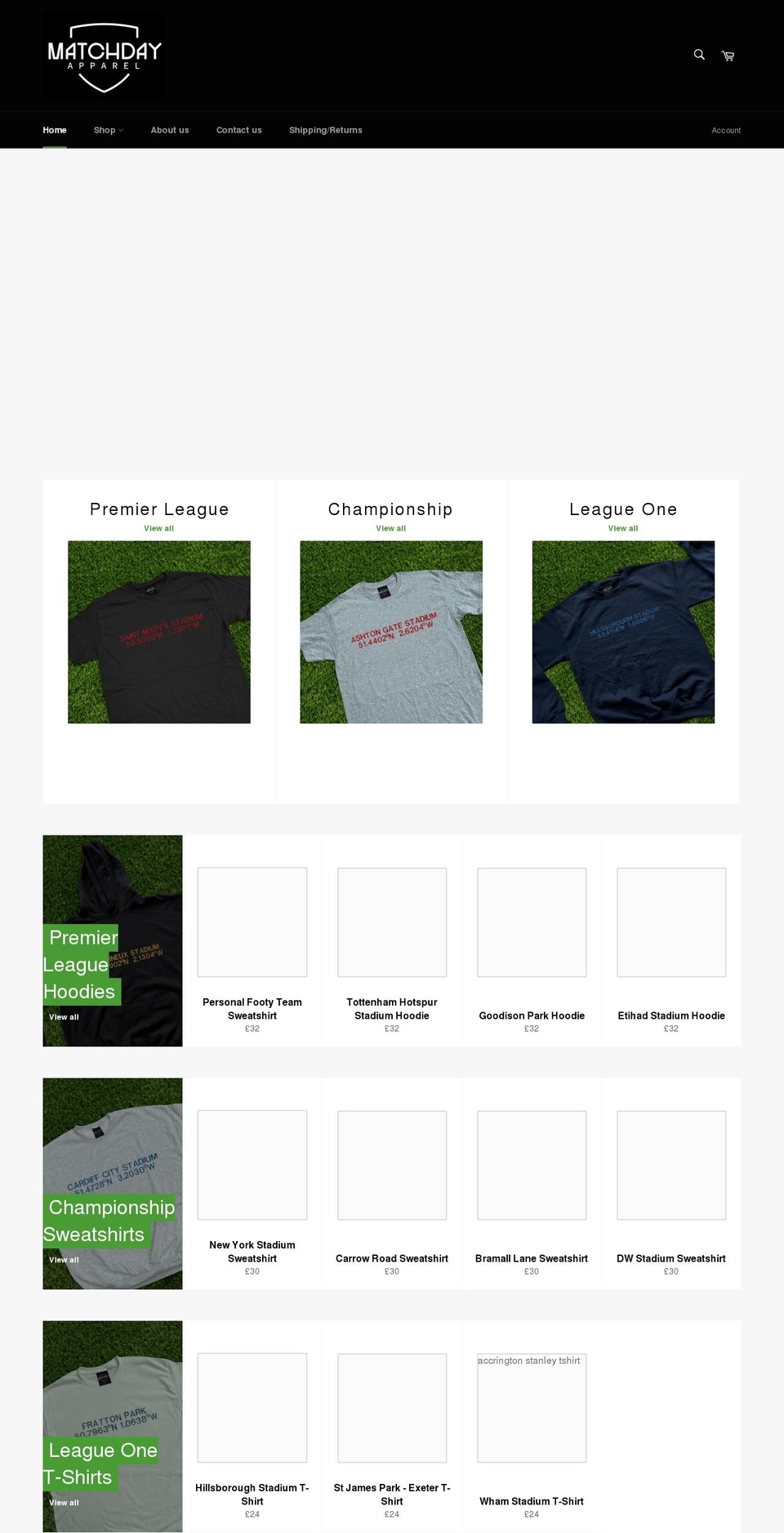 matchdayapparel.com shopify website screenshot
