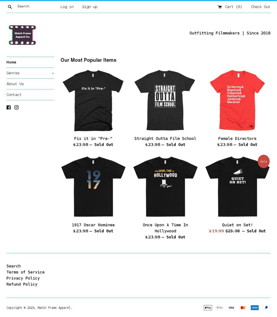 matchframeapparel.com — Shopify storefront screenshot