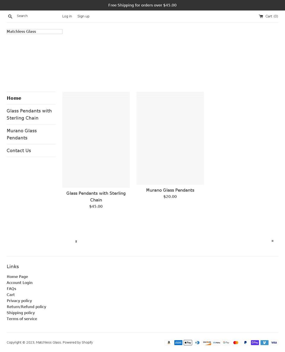 matchlessglass.com shopify website screenshot