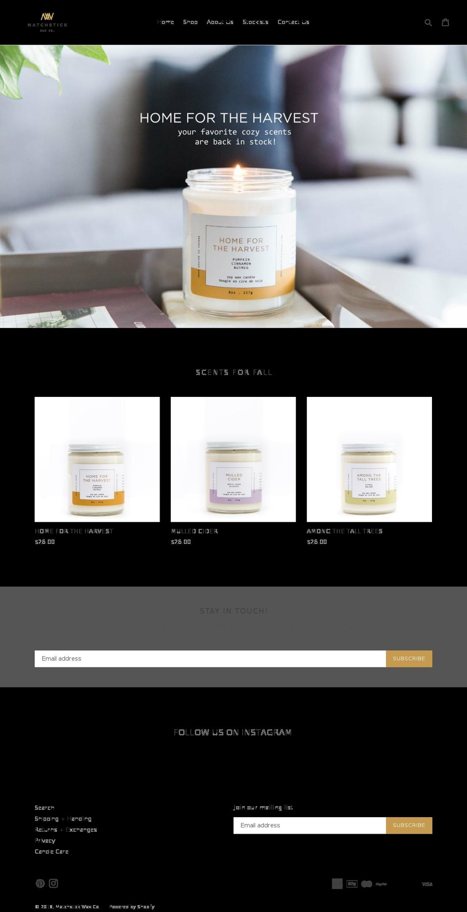 matchstickwax.com shopify website screenshot