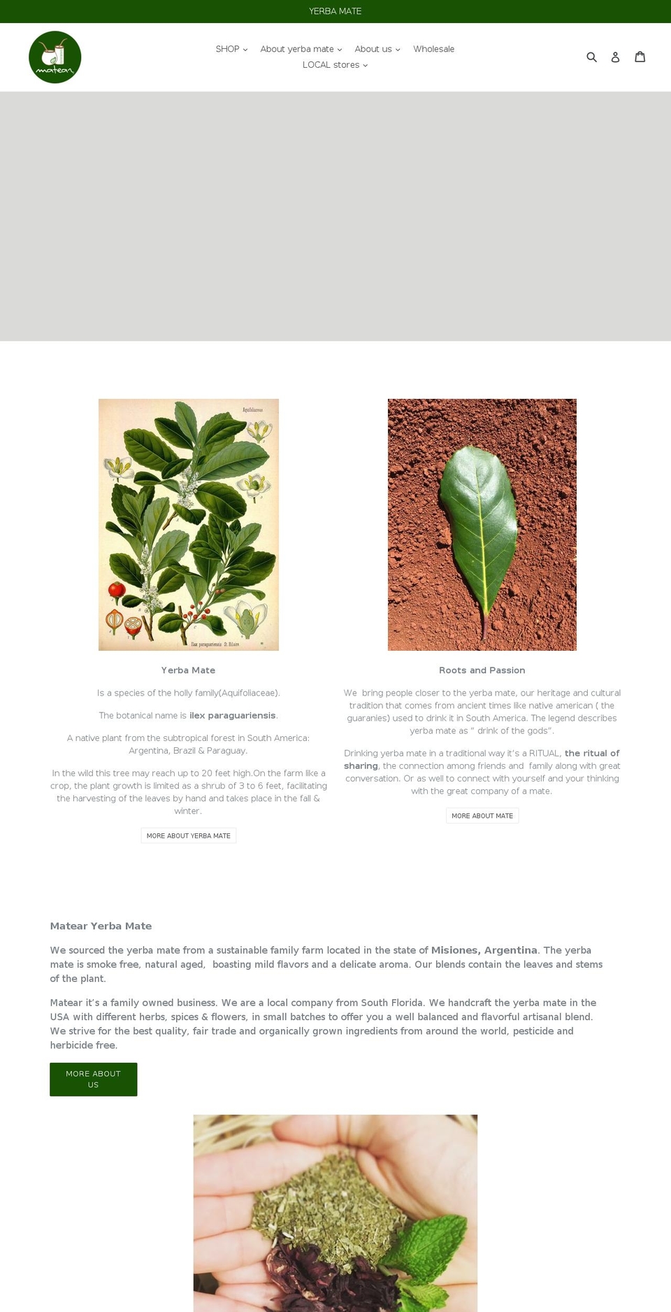 matearyerbamate.com shopify website screenshot