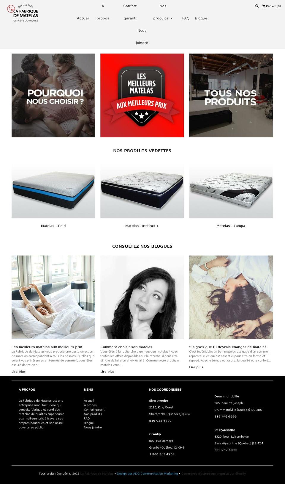 matelas.ca shopify website screenshot