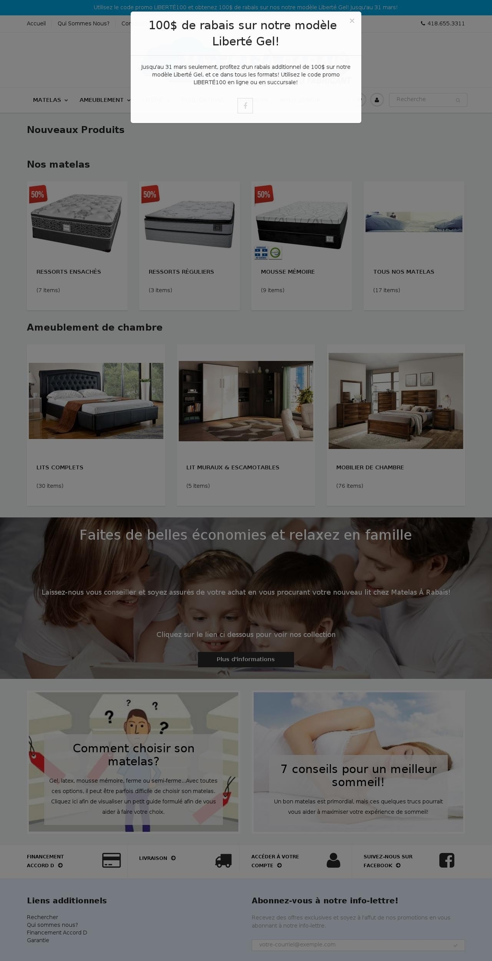 matelasarabais.ca shopify website screenshot
