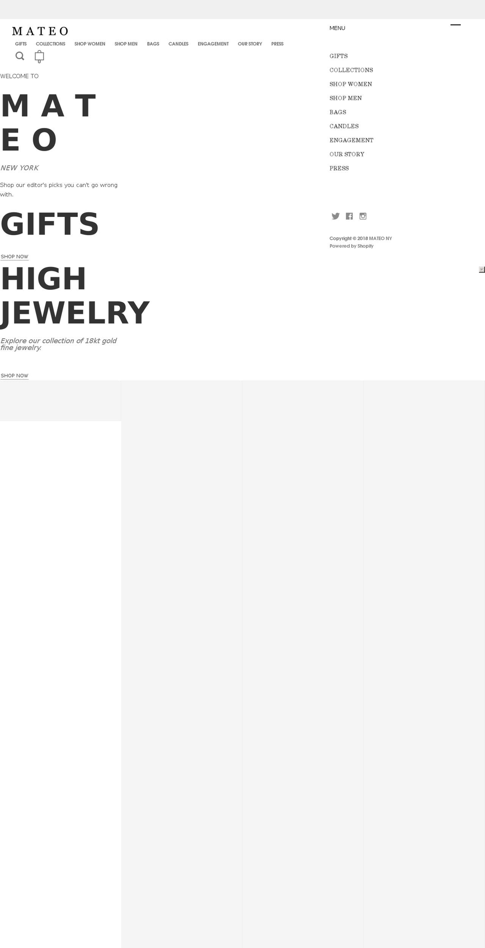 mateonewyork.com — Shopify storefront screenshot
