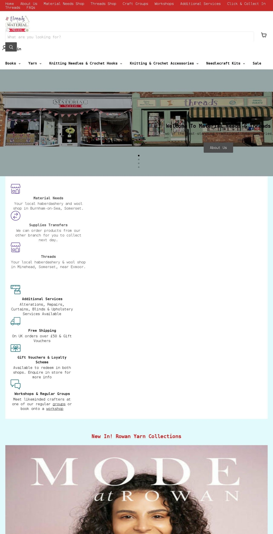 material-needs.com shopify website screenshot