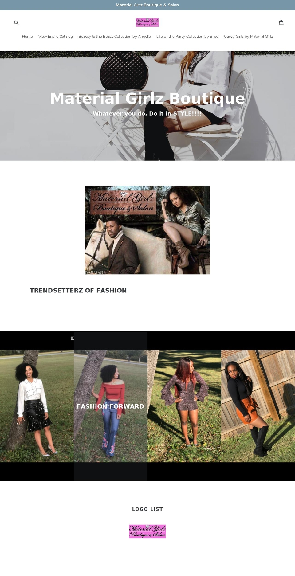 materialgirlzboutique.com — Shopify storefront screenshot