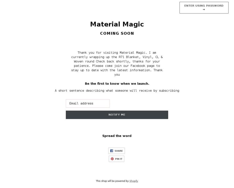 materialmagic.com.au shopify website screenshot
