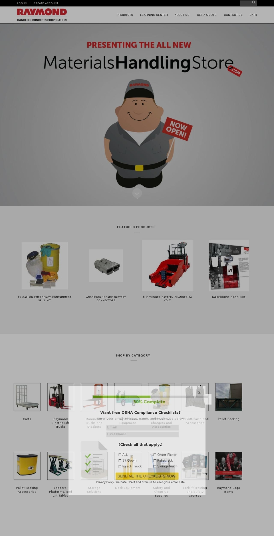materialshandlingstore.com shopify website screenshot