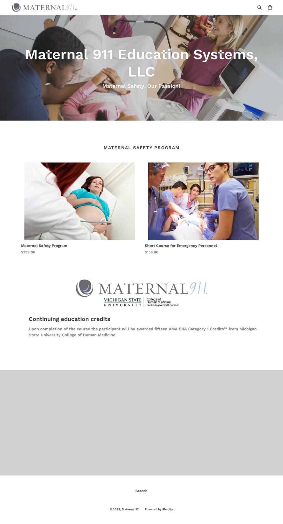 maternal-911-education-systems-llc.myshopify.com shopify website screenshot