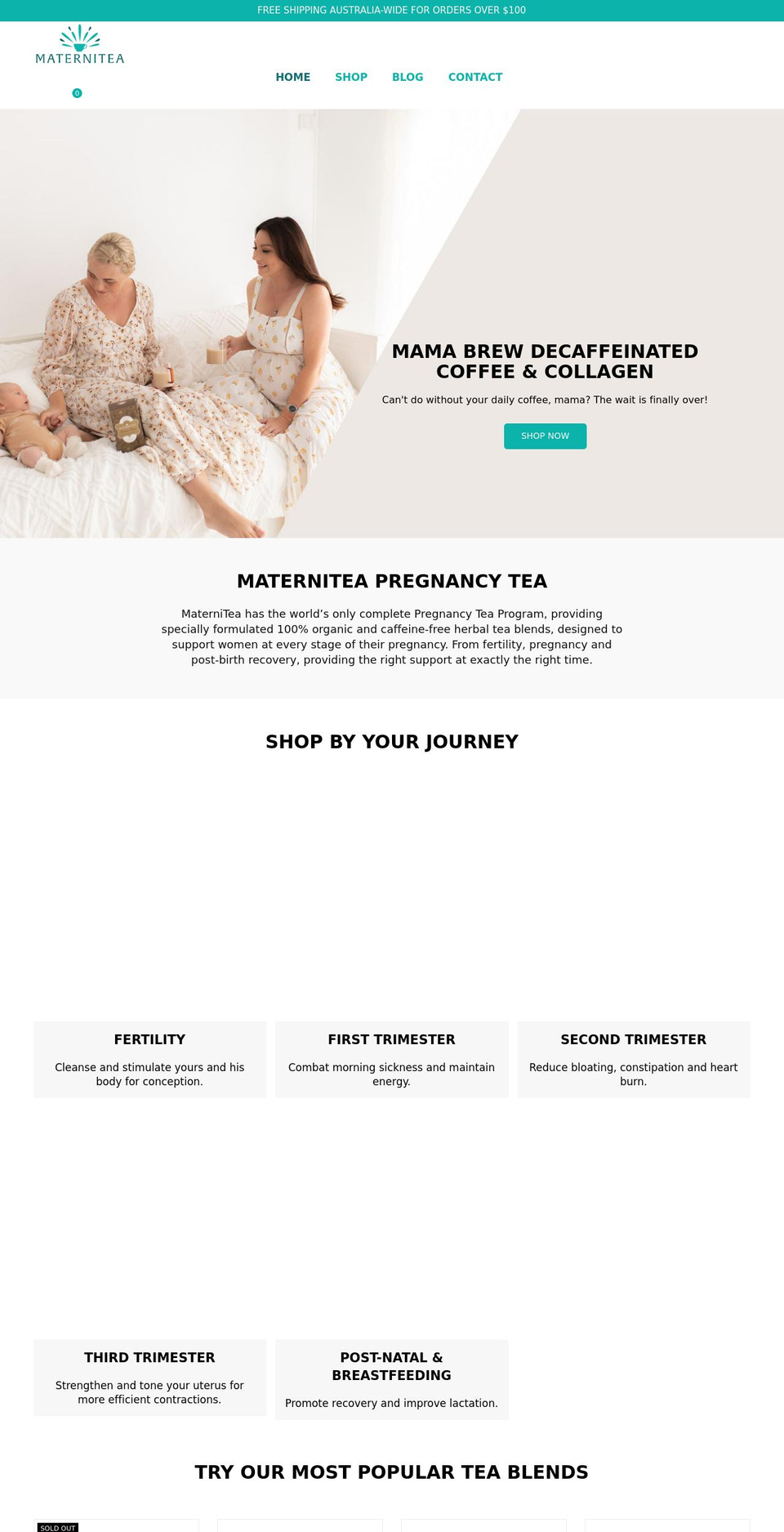 maternitea.com shopify website screenshot