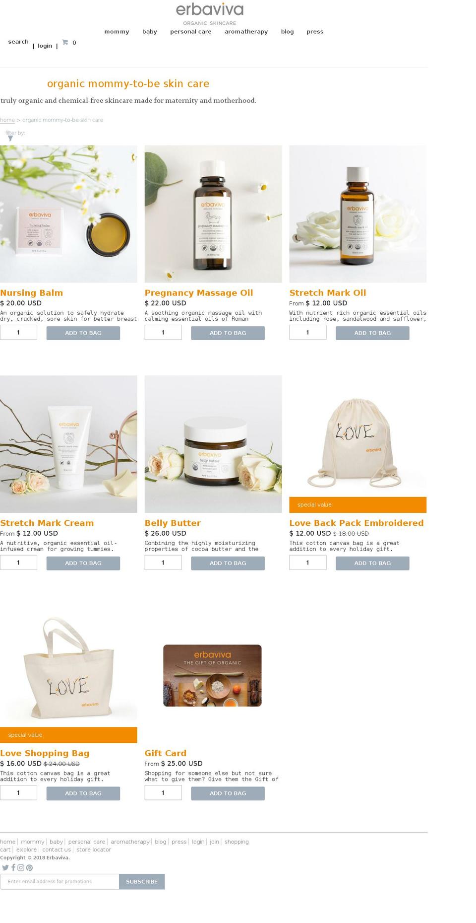 maternity.organic shopify website screenshot