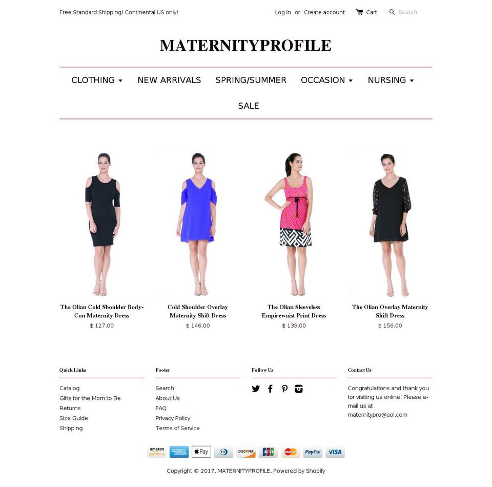 maternityprofile.com shopify website screenshot