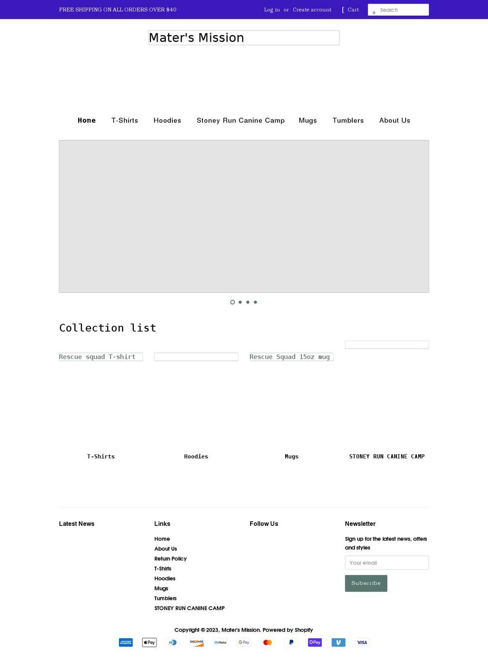 matersmission.com shopify website screenshot