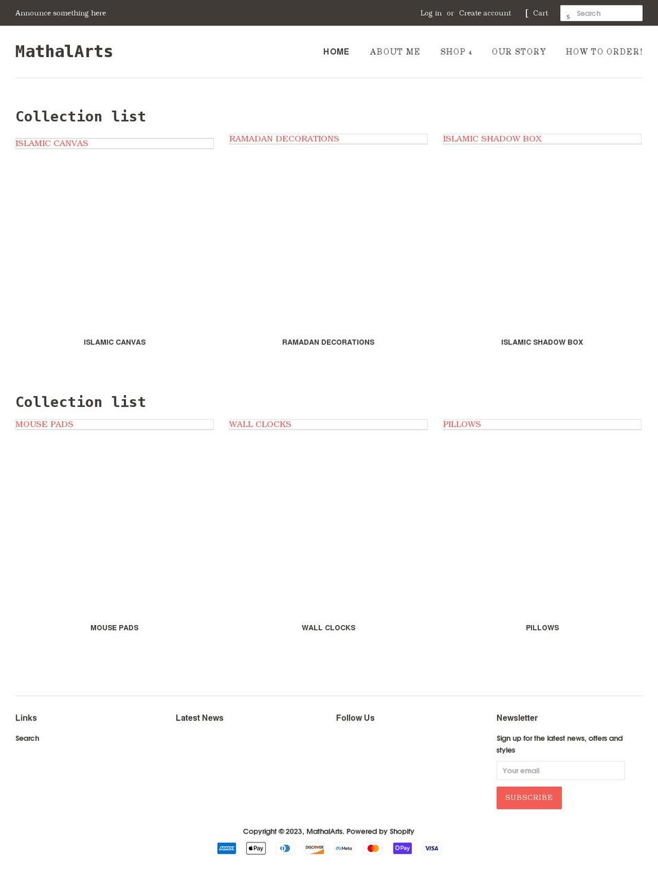 mathalarts.com — Shopify storefront screenshot