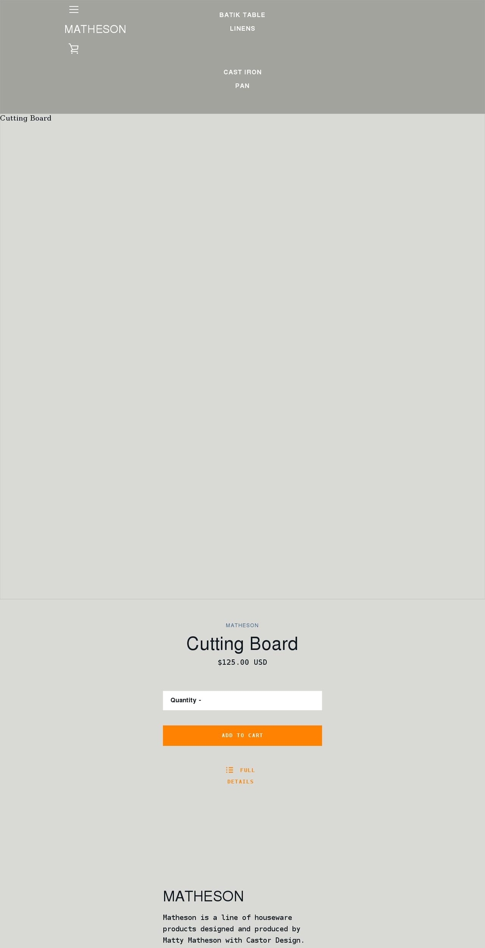 mathesoncookware.com shopify website screenshot