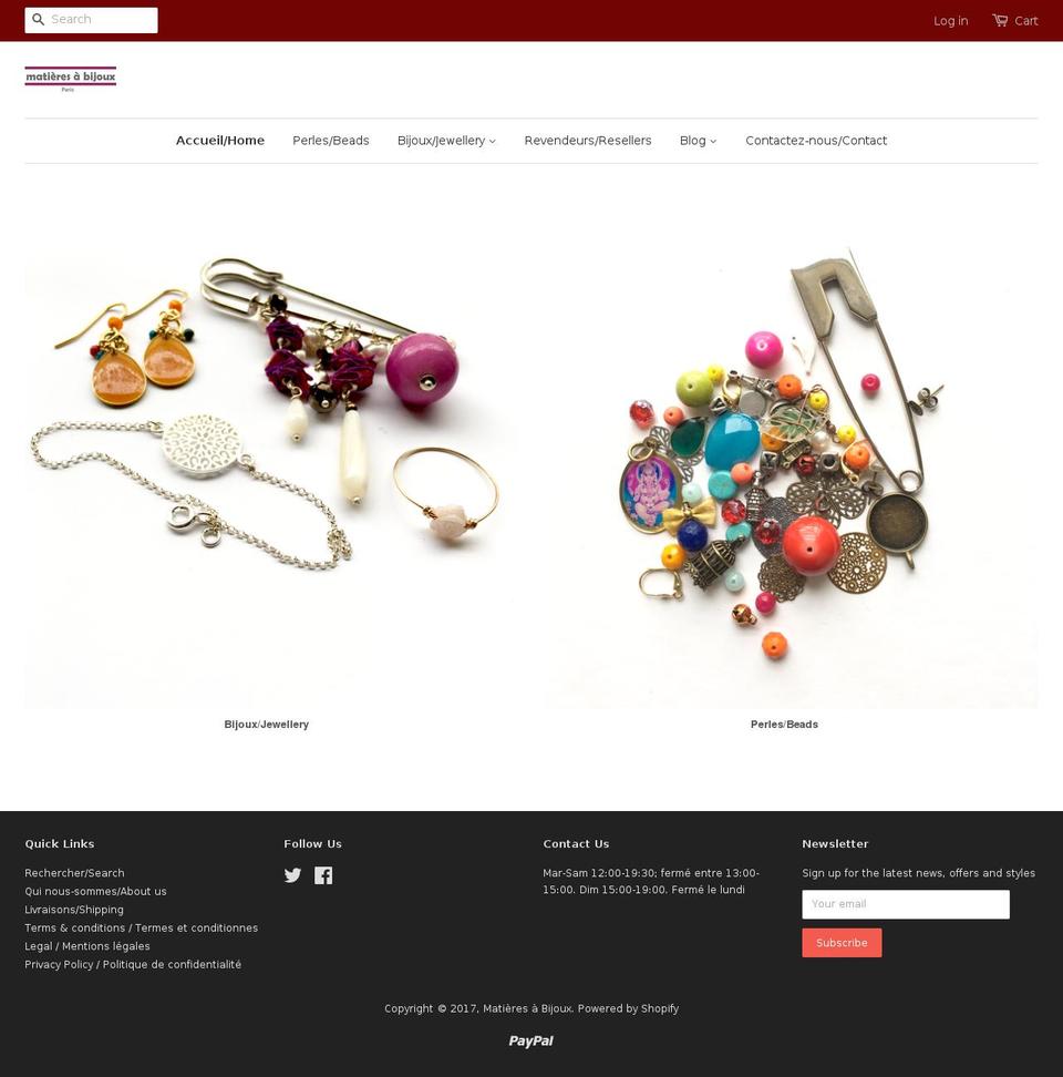 matieresabijoux.fr shopify website screenshot